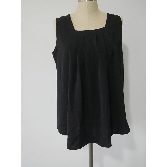 Tops - Women's Square Neck Sleeveless Black Top L